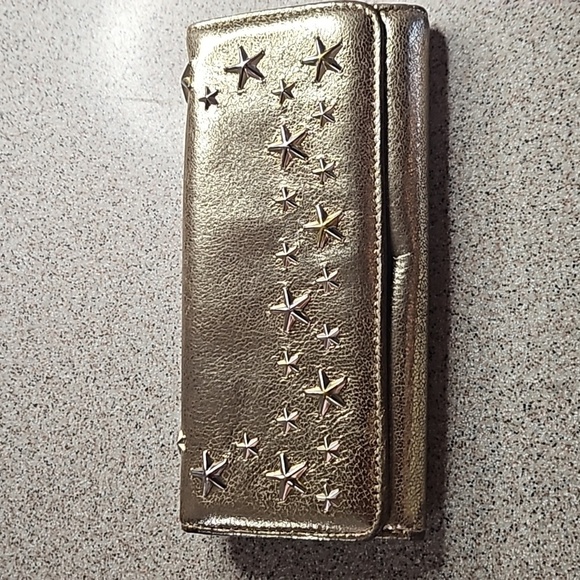 Jimmy Choo Handbags - Jimmy Choo Metallic Bronza Gold Silver Star Stud Long Snap Front Flap Wallet